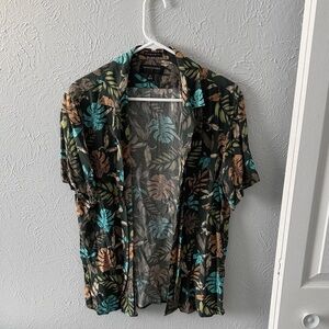 Banana Republic Men's Tropical Print Shirt Jacket - Black, Green, Brown